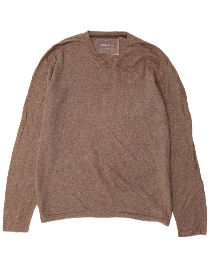 EDDIE BAUER Herre V-hals sweater Stor Grå Bomuld