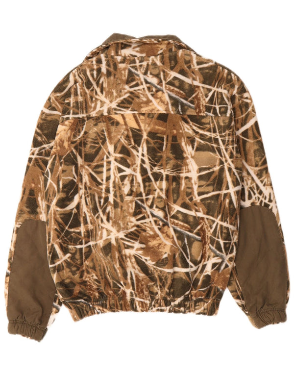 Vintage herre fleecejakke UK 36 Small Khaki Camouflage Polyester