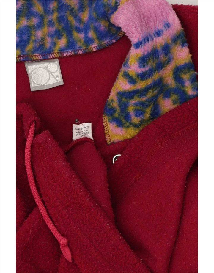 Vintage Herre Button Neck Fleece Jumper Stor Pink Geometrisk Polyester
