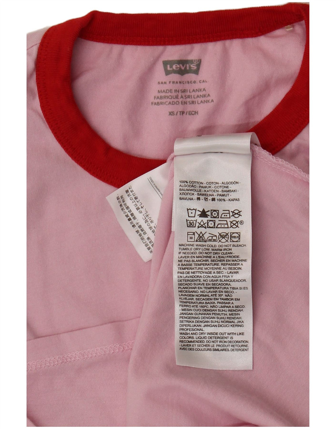 LEVI'S Oversized grafisk T-shirt top til kvinder DK 6 XS Pink bomuld