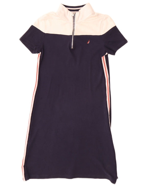 Nautica T-shirtkjole med lynlås til kvinder, UK 6 XS Marineblå Colourblock Bomuld