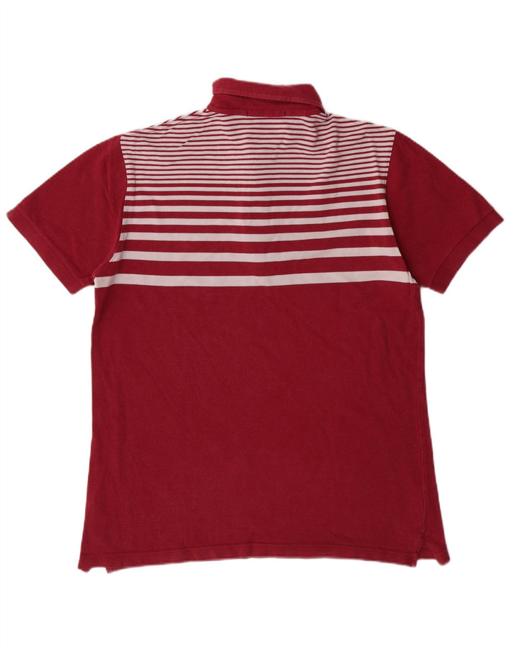 FRED PERRY Mens Slim Fit Polo Shirt Medium Maroon Striped Cotton
