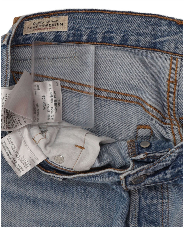 LEVI'S Dame 501 Distressed Straight Jeans W29 L26 Blå Bomuld