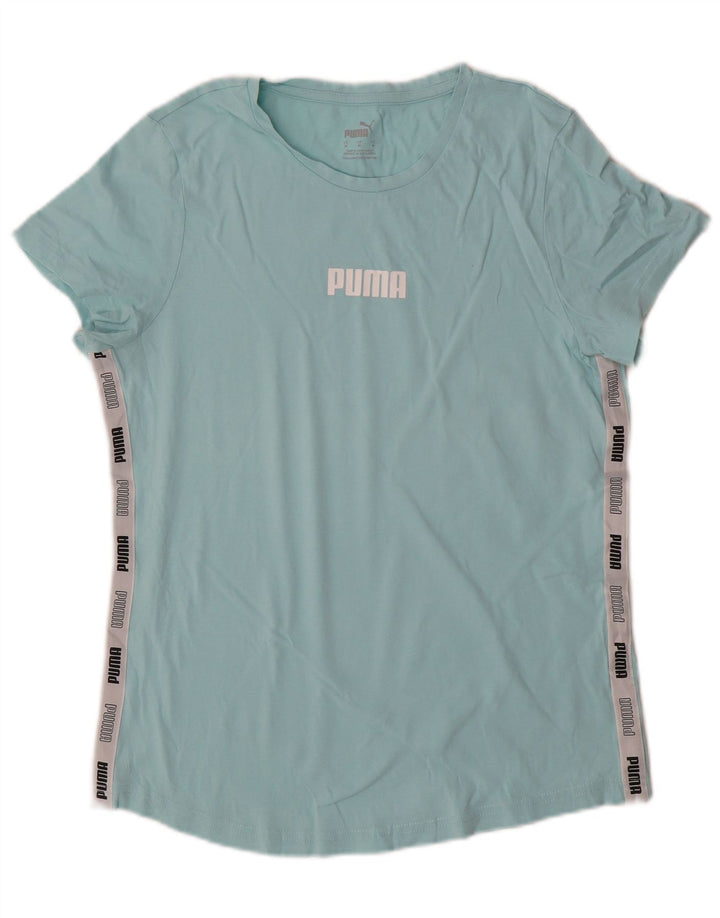 PUMA Grafisk T-shirt top til kvinder DK 12 Medium Blue Colourblock