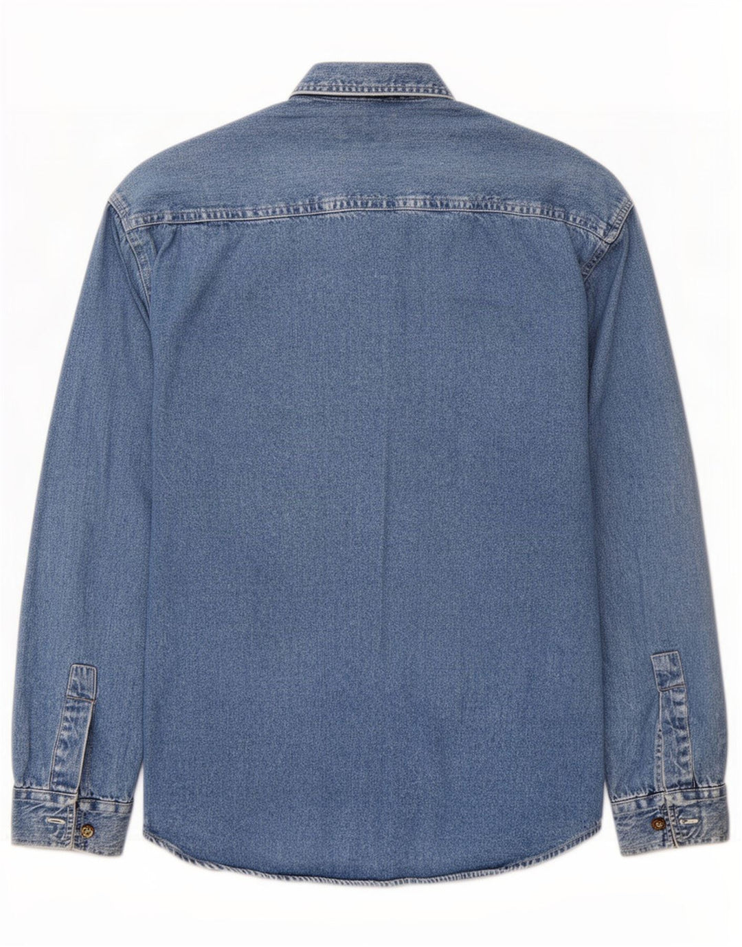 Vintage denimskjorte med normal pasform til mænd, lille blå bomuld