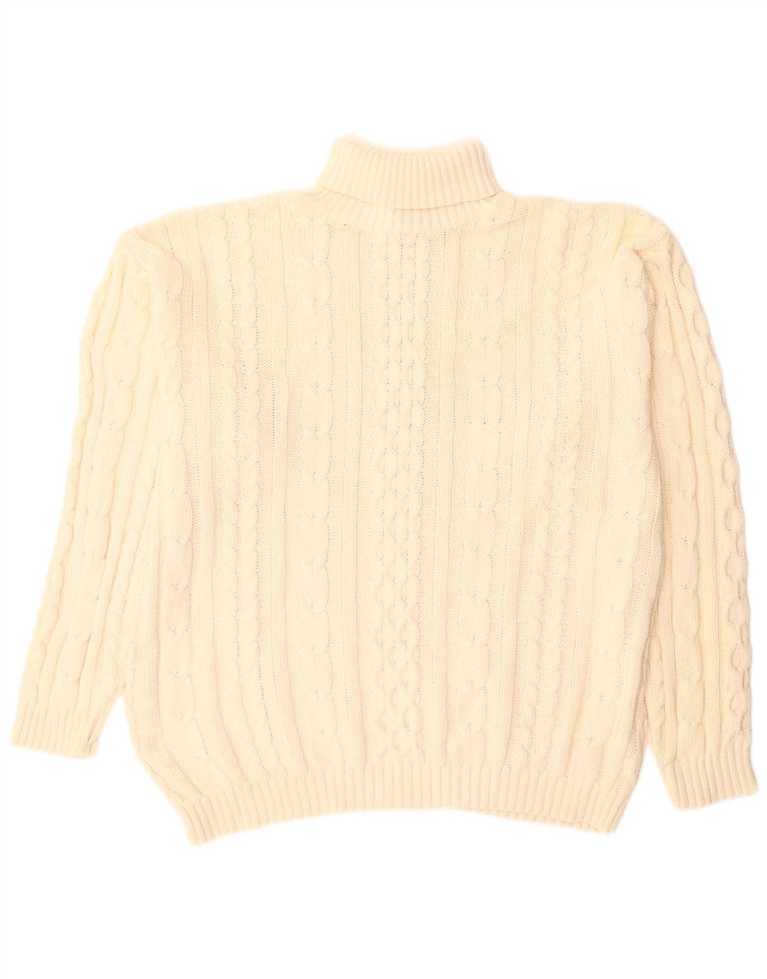 Vintage Herre rullehals sweater stor beige