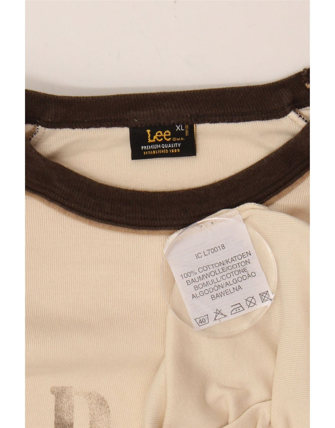 LEE Womens Graphic Top Long Sleeve UK 18 XL Beige Cotton Vintage Lee and Second-Hand Lee from Messina Hembry 