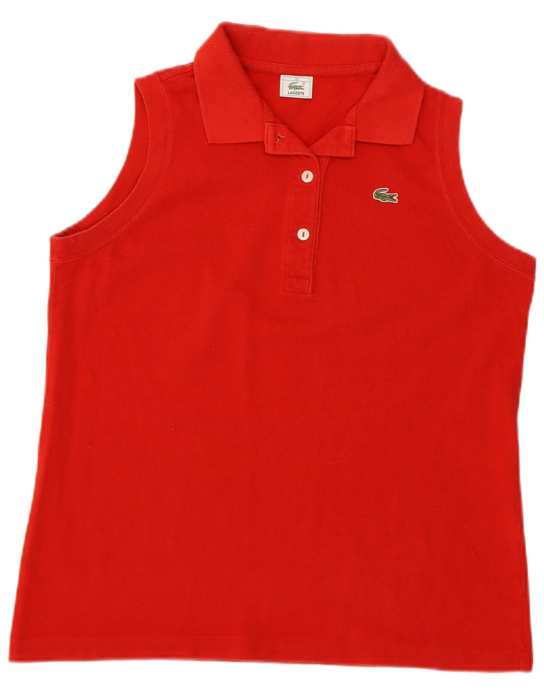 Lacoste Dame ærmeløs polo shirt str. 42 Stor rød bomuld