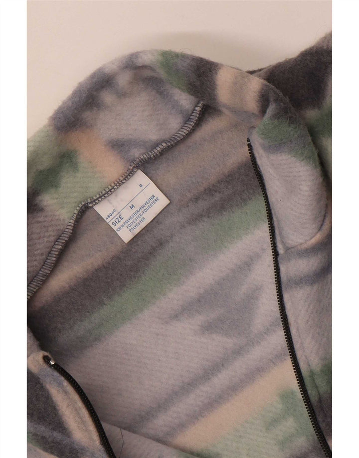 Vintage herre lynlås hals fleece jumper medium flerfarvet geometrisk
