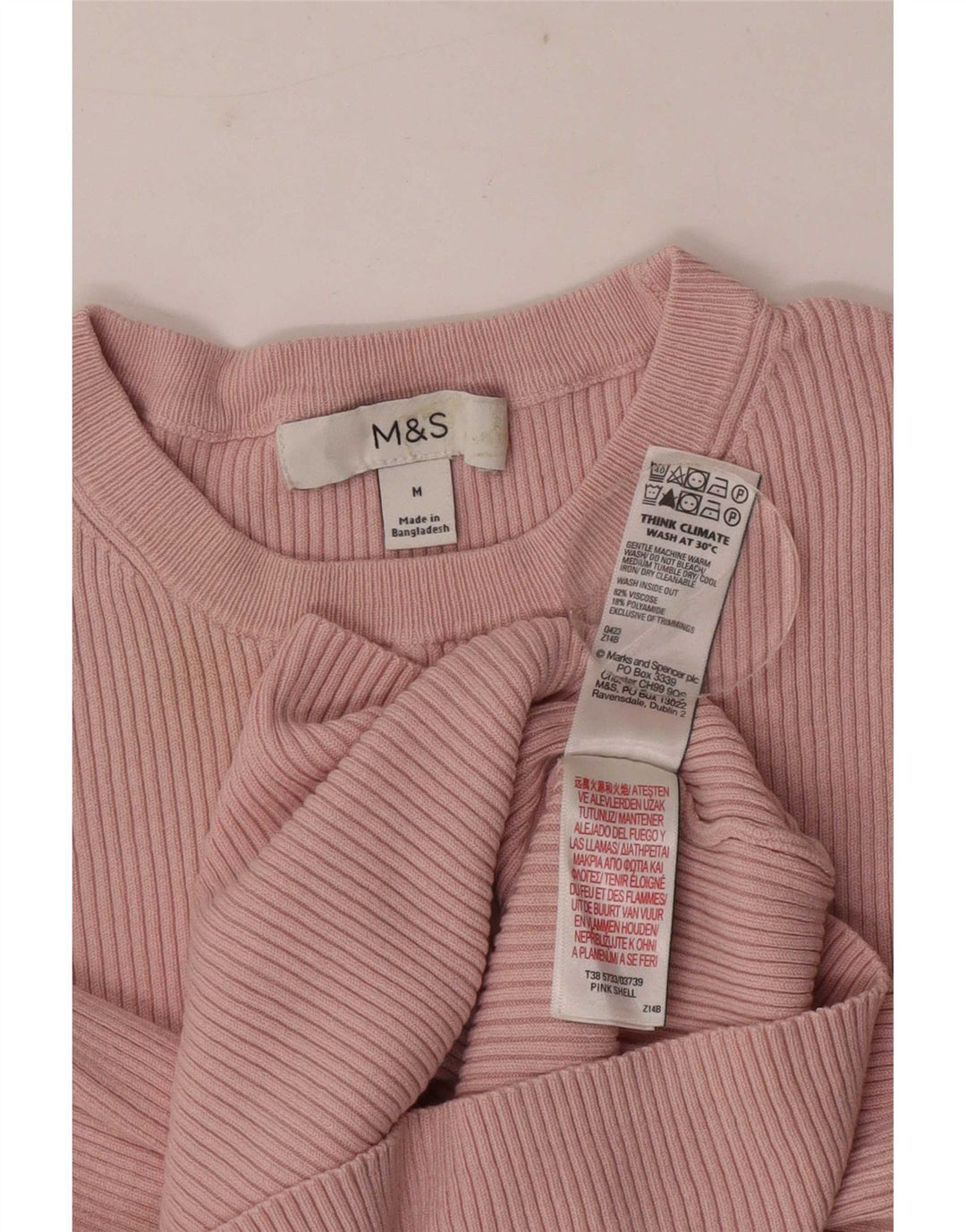 Marks & Spencer T-shirt top til kvinder UK 12 Medium Pink Viscose