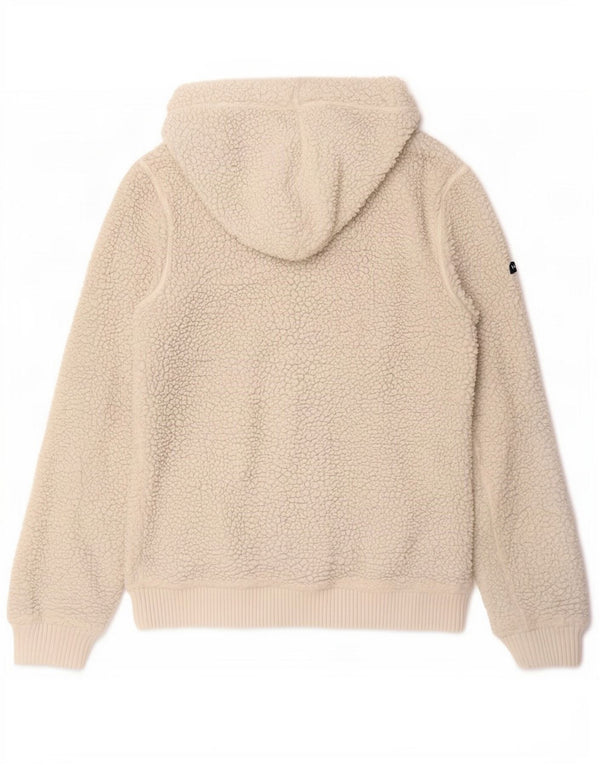 Superdry Fleecejakke med hætte til mænd UK 38 Medium Off White Polyester