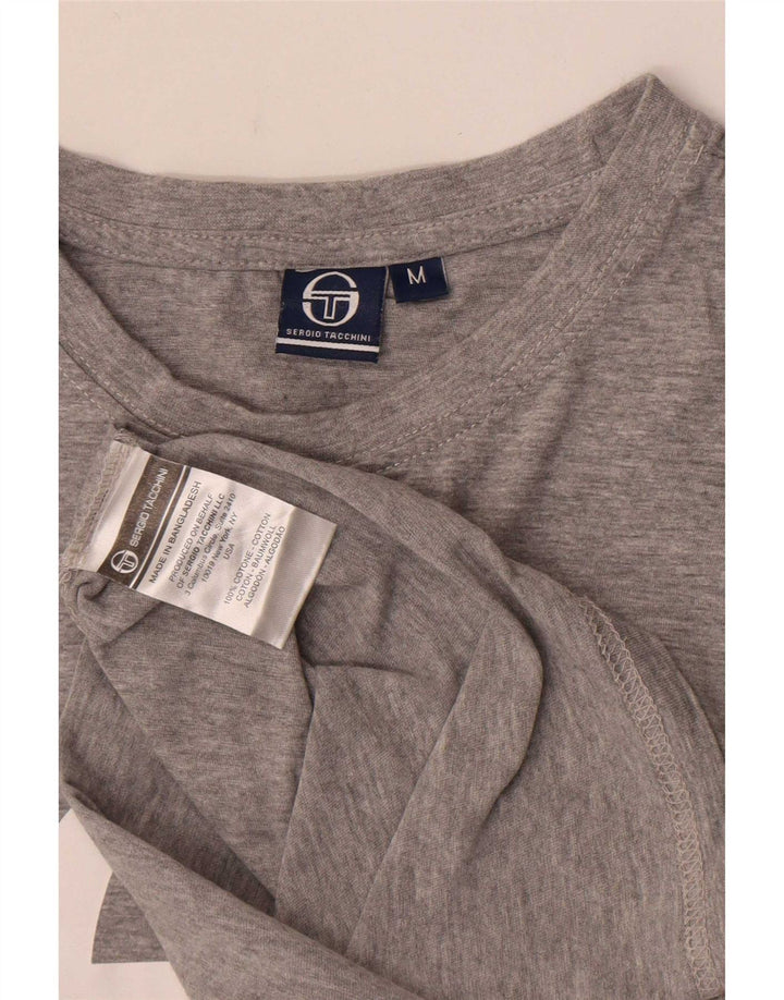 Sergio Tacchini Herre grafisk T-shirt Top Medium Grey Flecked Bomuld