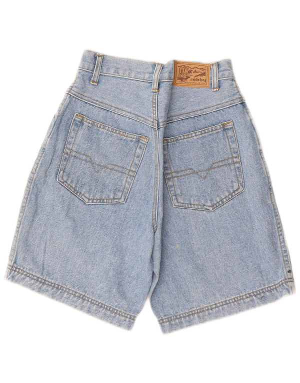 VINTAGE Piger brede ben Højtaljede denimshorts 11-12 år W22 Blå