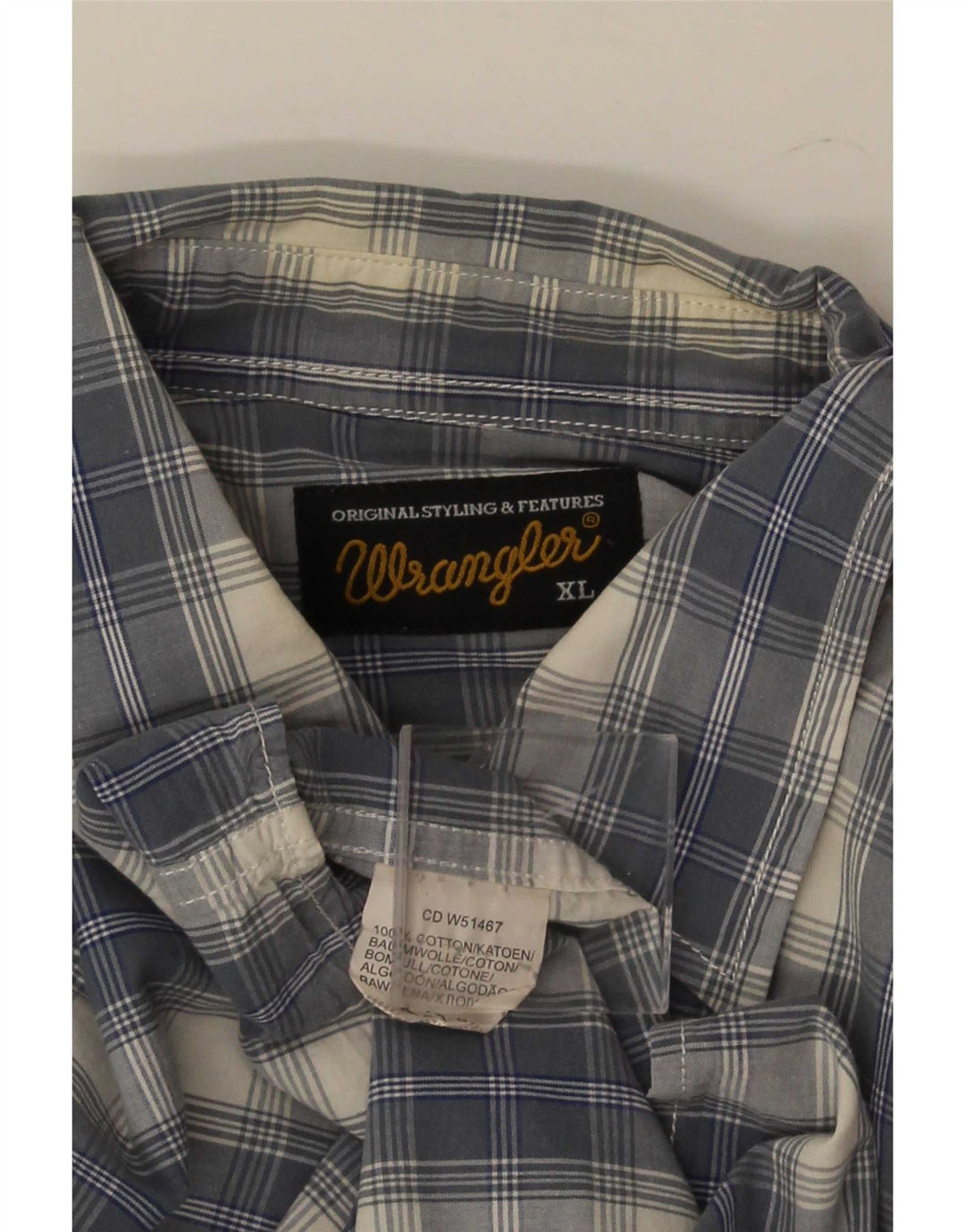 Wrangler herreskjorte XL blå ternet bomuld
