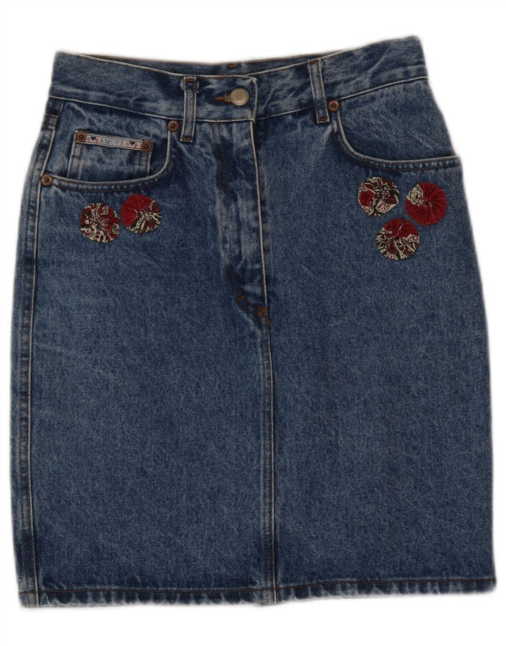 Vintage denimnederdel til kvinder W26 lille blå bomuld