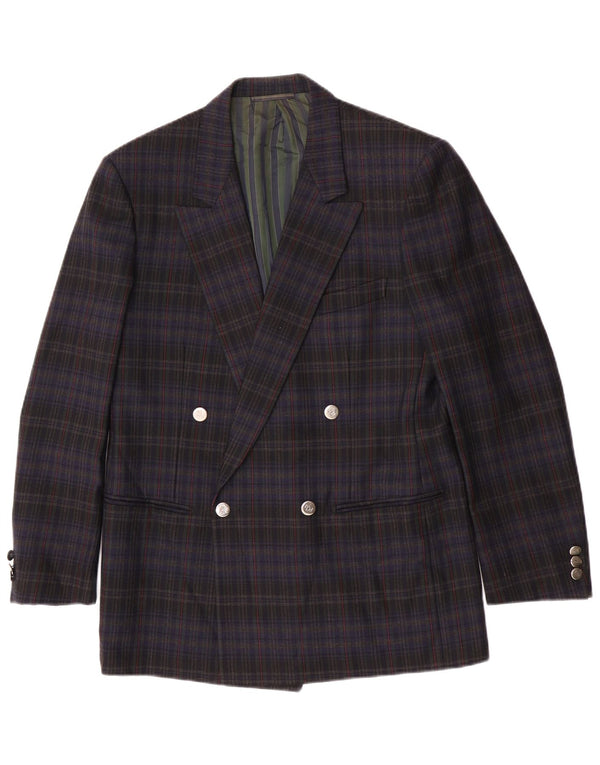 Pal Zileri Herre Double Breasted Blazer Jacket IT 50 Large Navy Blue Check