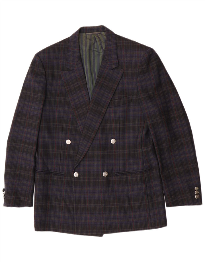 Pal Zileri Herre Double Breasted Blazer Jacket IT 50 Large Navy Blue Check