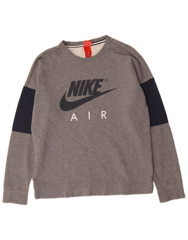 Nike Herre grafisk sweatshirt Jumper Medium Grå Colourblock Bomuld