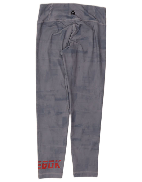 Reebok Womens Graphic Crop Leggings UK 8/10 Small Blue Polyester