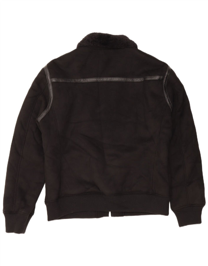 Zara Herre Sherpa Jacket UK 40 Large Black Polyester