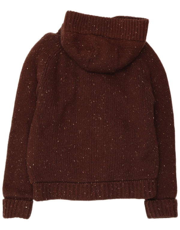 Timberland Herre Hooded Knit Bomber Jacket UK 40 Large Brown Flecked Wool