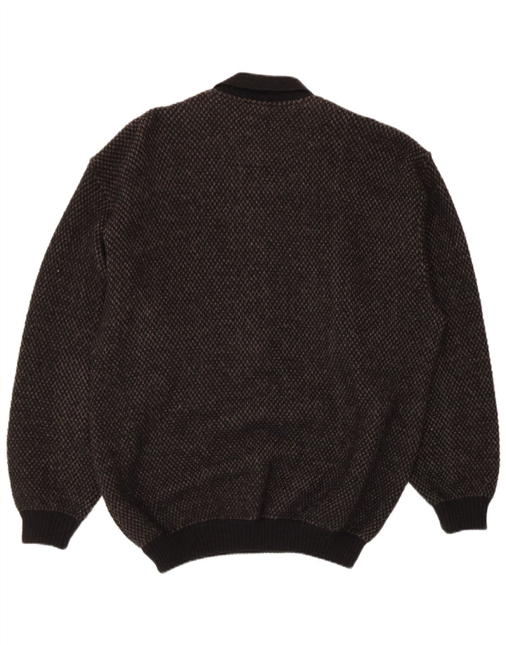Cobra Herre Polo Neck Jumper Sweater IT 52 Large Black Argyle/Diamond Wool