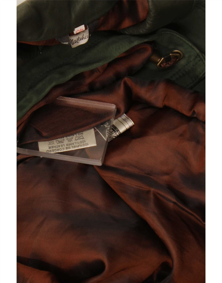 Vintage oversized læderfrakke til kvinder EU 40 Medium Green