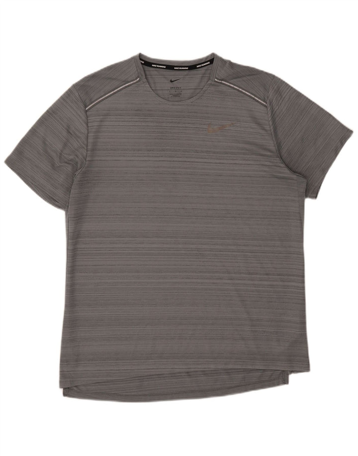 Nike Herre Dri Fit T-Shirt Top Stor Grå Polyester
