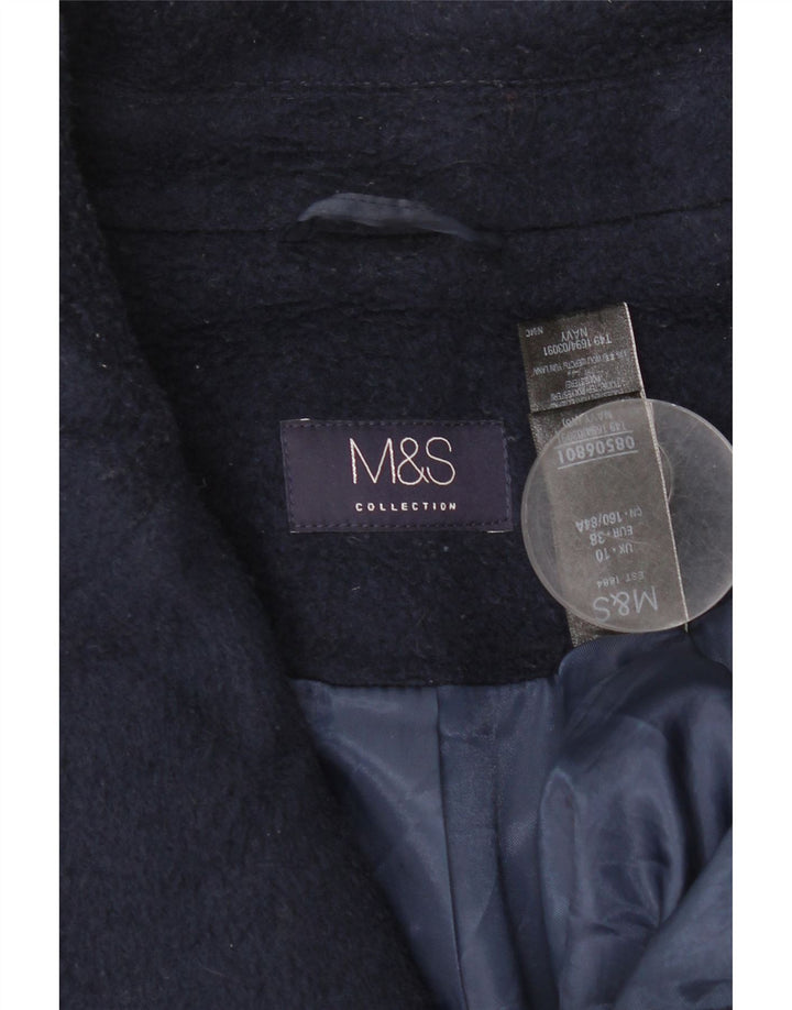 Marks & Spencer Dame Oversized Overfrakke UK 10 Small Navy Blue Polyester