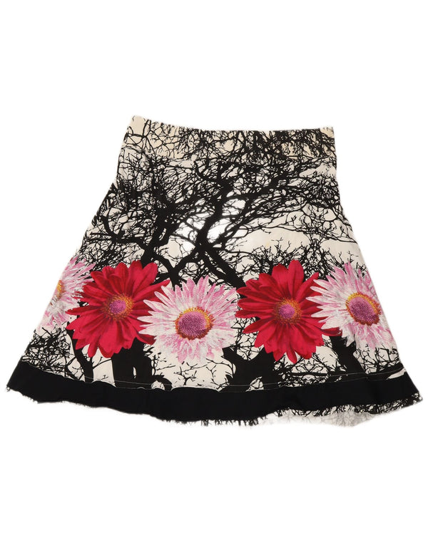 Vintage A-line nederdel til kvinder Medium W30 flerfarvet blomstret bomuld