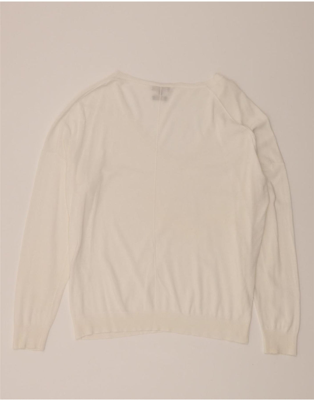 MASSIMO DUTTI Womens Oversized V-Neck Jumper Sweater UK 16 Large White Vintage Massimo Dutti and Second-Hand Massimo Dutti from Messina Hembry 