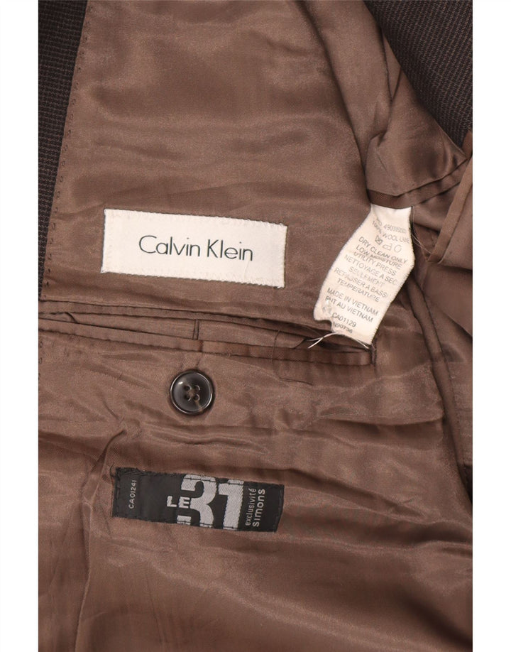 Calvin Klein Herre 2-knaps blazerjakke UK 44 2XL Brun Houndstooth Uld