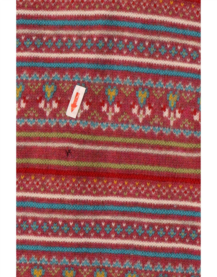 Stefanel Dame Cardigan Sweater UK 14 Medium Red Fair Isle Wool