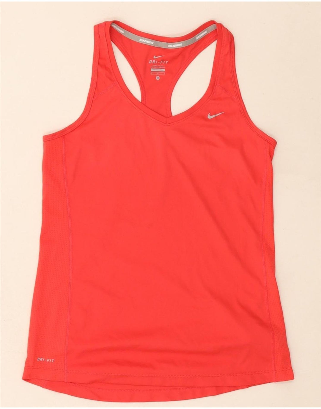 NIKE Womens Dri Fit Vest Top UK 12 Medium Red Polyester Vintage Nike and Second-Hand Nike from Messina Hembry 