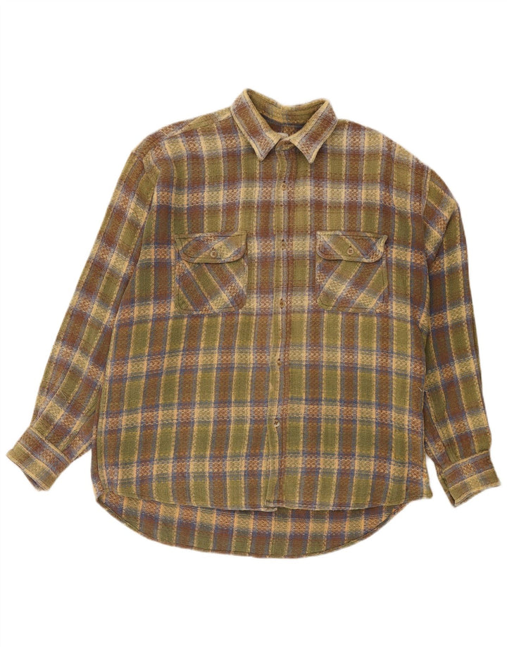 Trussardi herre flannelskjorte stor grøn ternet
