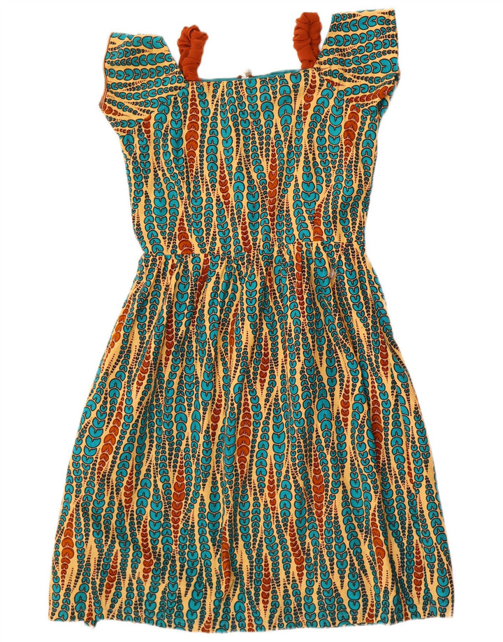 Vintage Dame A-Line Kjole UK 10 Small Multicolored Geometric
