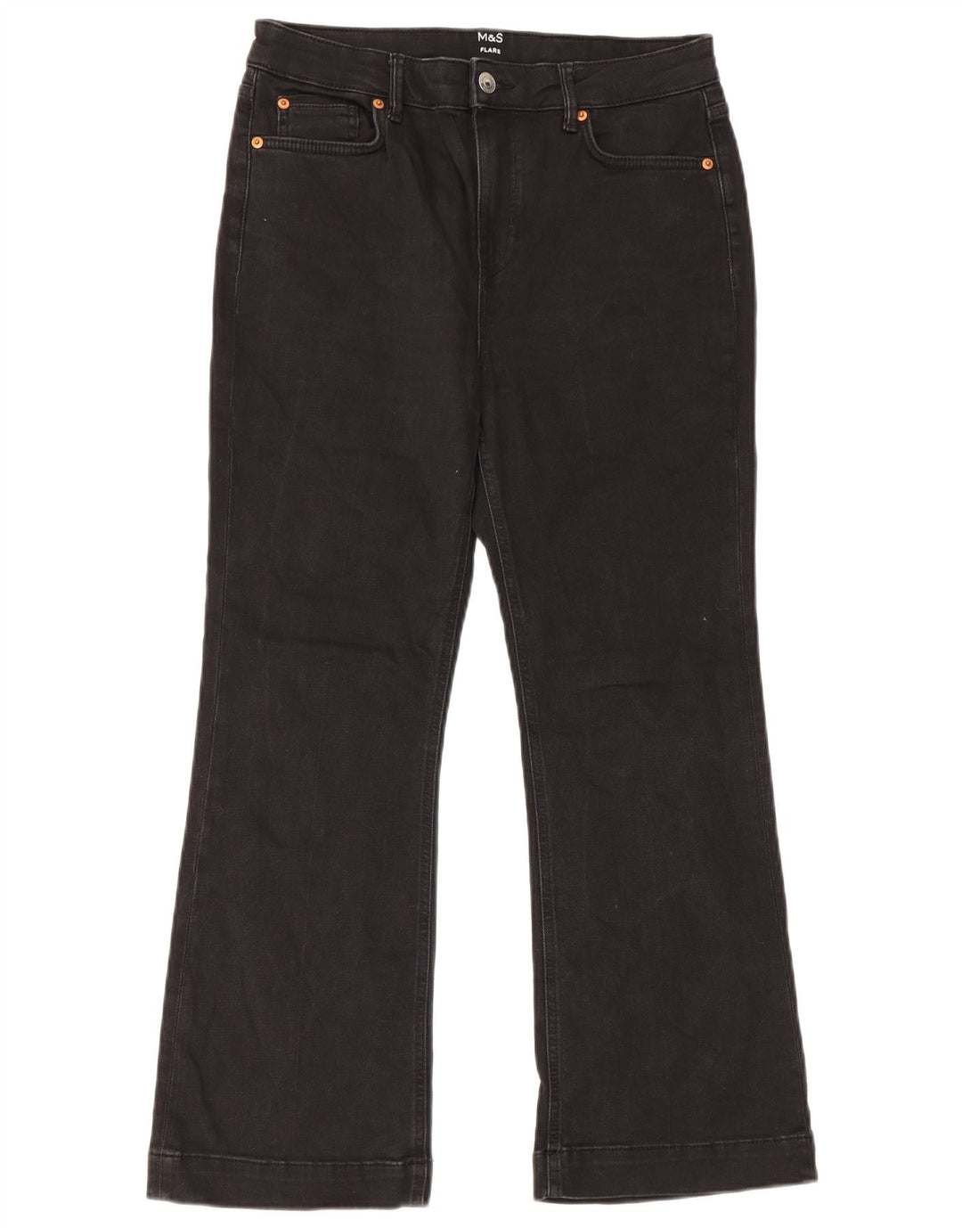 Marks & Spencer Dame Flared Jeans UK 14 Large W32 L27 Black Bomuld