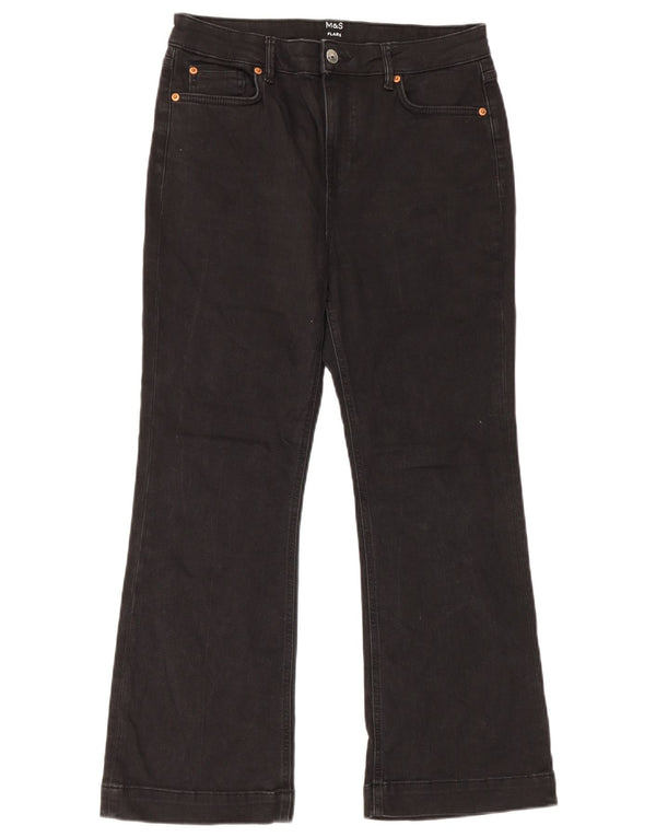 Marks & Spencer Dame Flared Jeans UK 14 Large W32 L27 Black Bomuld