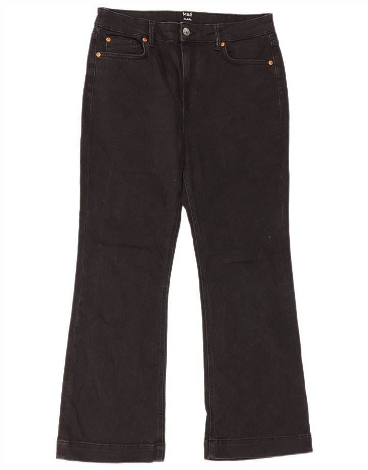 Marks & Spencer Dame Flared Jeans UK 14 Large W32 L27 Black Bomuld