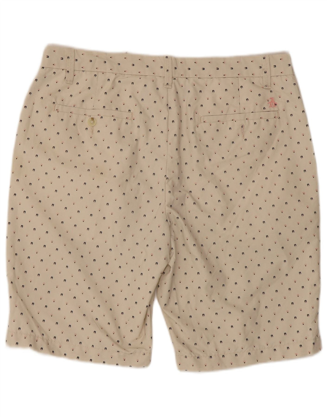 Penguin Herre Chino Shorts W34 Stor Beige Plettet Bomuld
