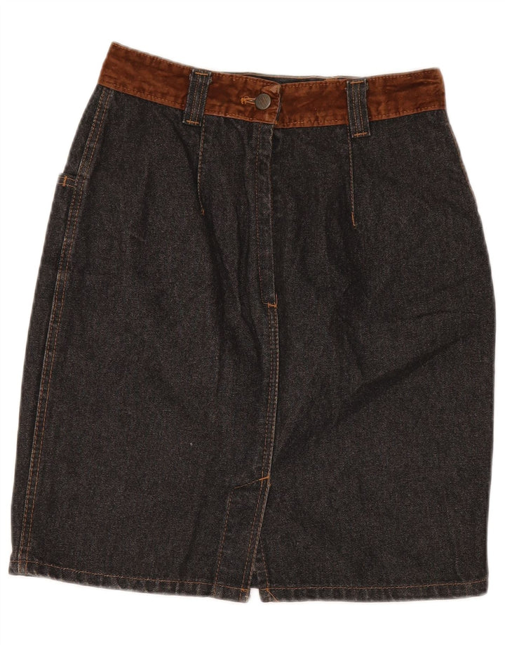 STEFANEL Womens High Waist Denim Skirt IT 46 Large W28  Grey Cotton