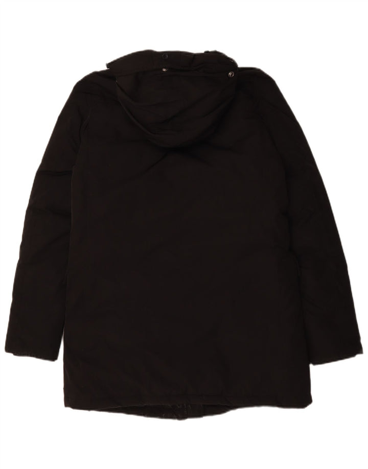 Maison Scotch Dame Hætte Polstret Frakke UK 14 Medium Sort Polyester