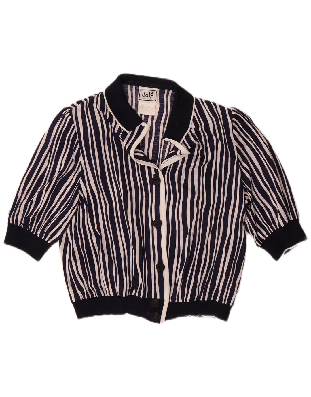 Liola Dame Kortærmet Crop Shirt Bluse IT 42 Mellem marineblå stribet