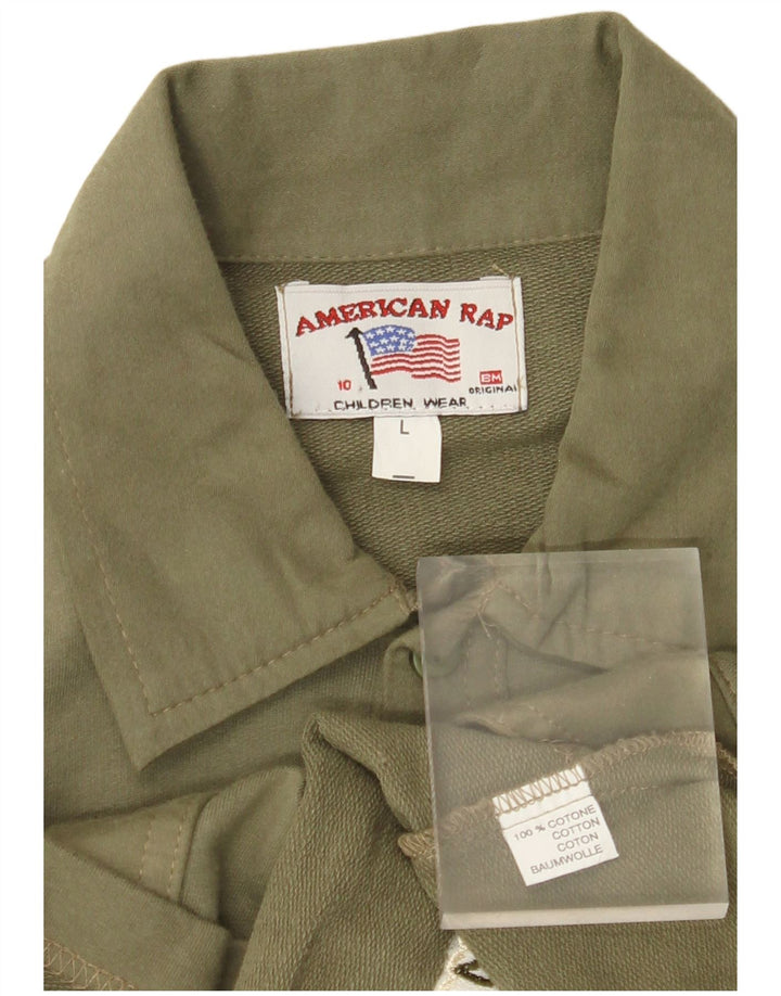 VINTAGE Grafisk skjorte til kvinder US 10 Stor Khaki Bomuld