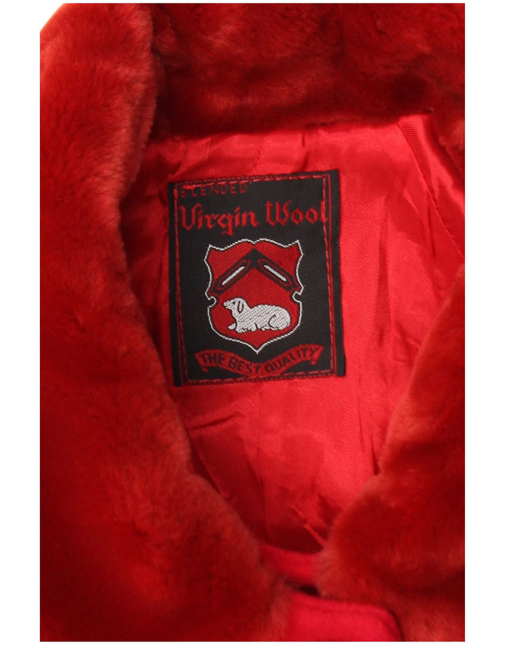 Vintage overfrakke til kvinder UK 20 2XL Red Virgin Wool