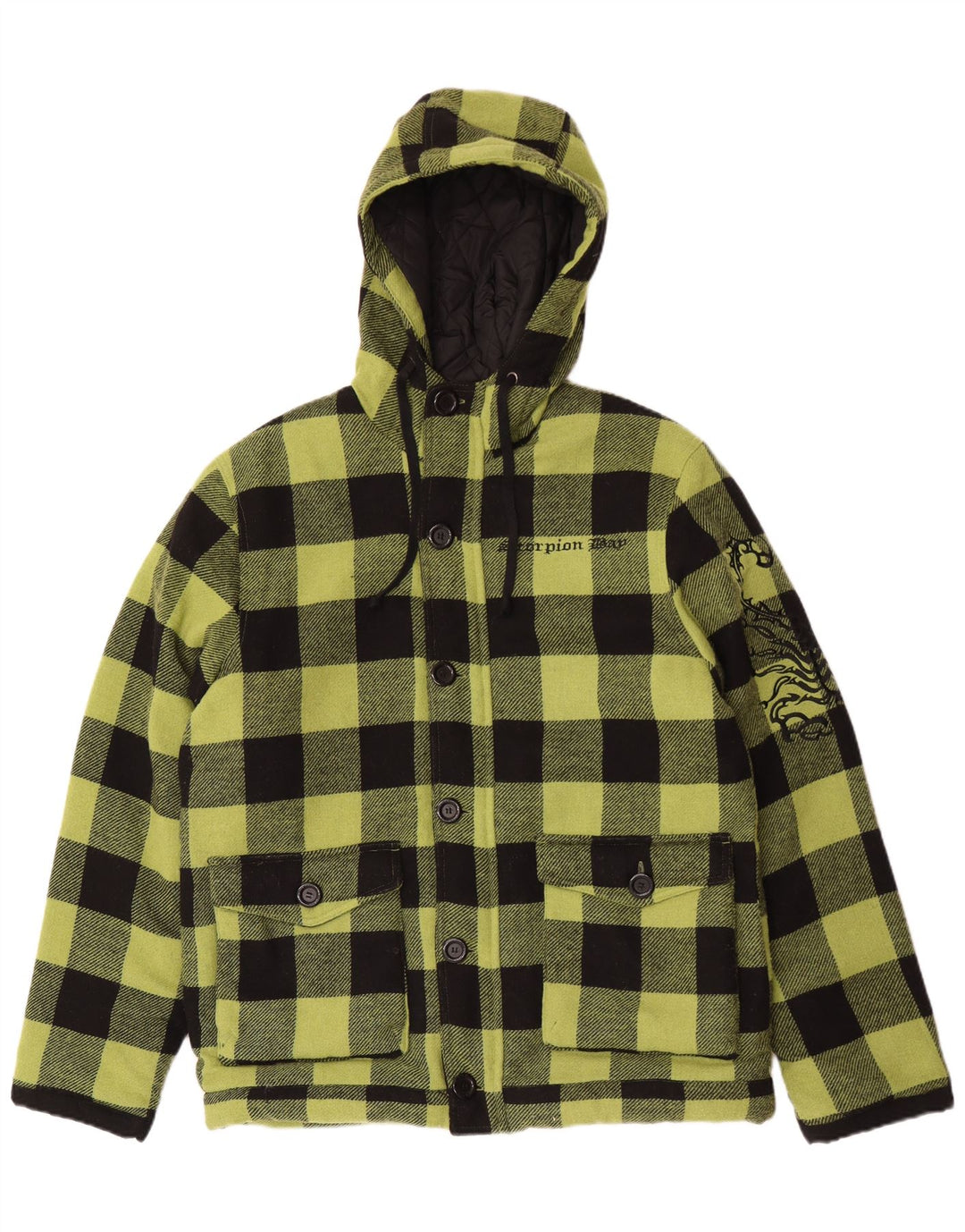Scorpion Bay Herre Graphic Windbreaker Jacket UK 40 Large Green Gingham