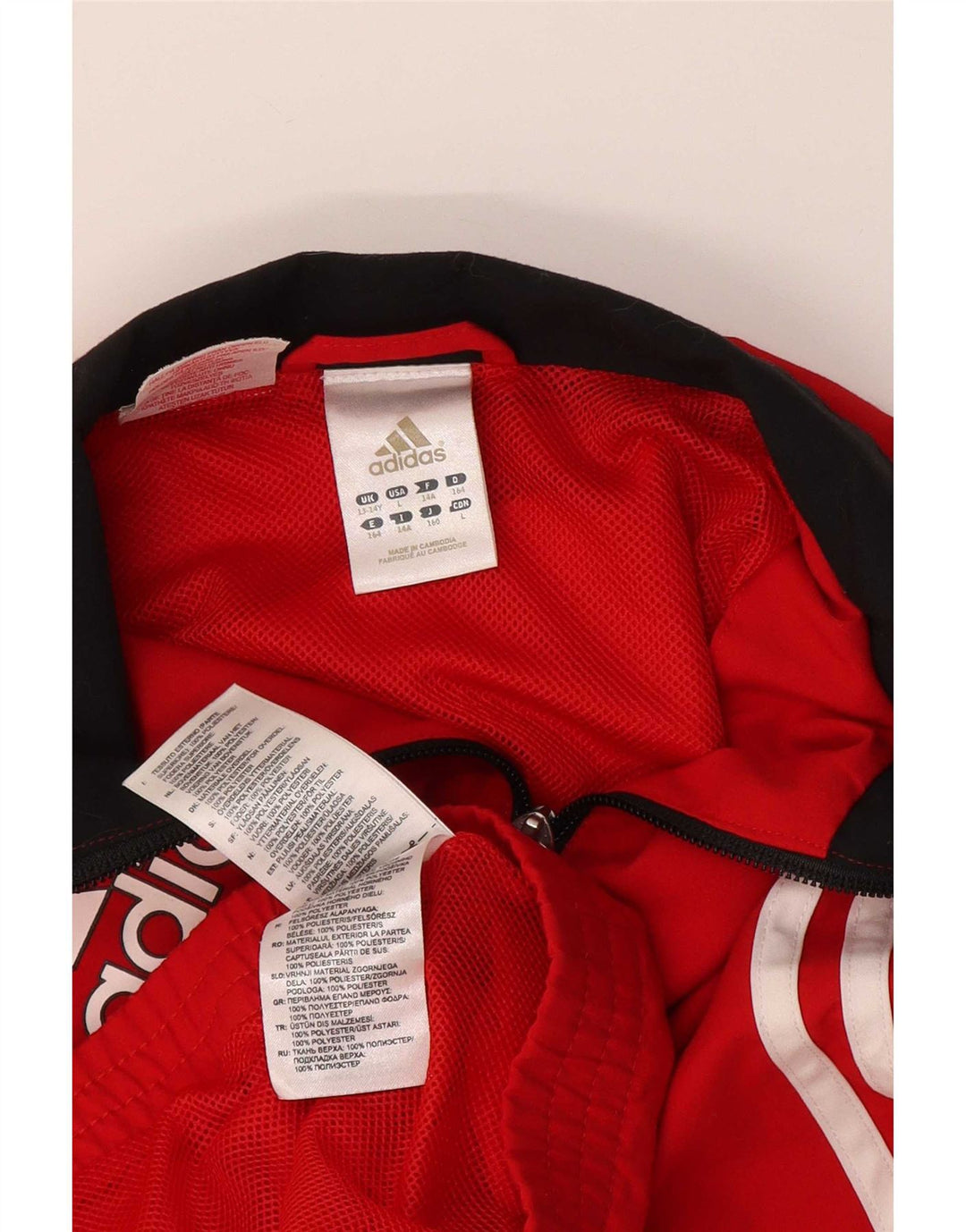 Adidas drenge grafisk træningsdragt topjakke 13-14 år rød polyester