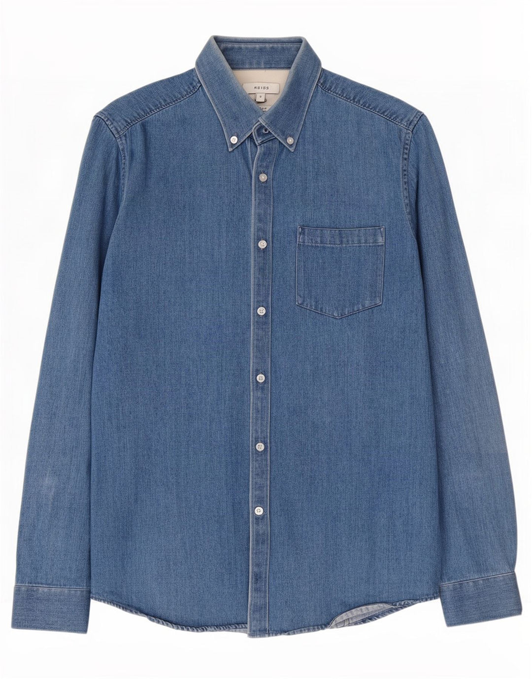 Reiss Slim Fit denimskjorte til mænd, lille blå bomuld