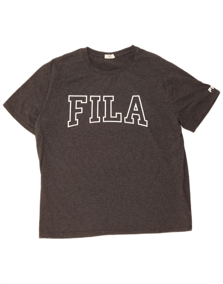 FILA Mens Graphic T-Shirt Top 2XL Grey Cotton