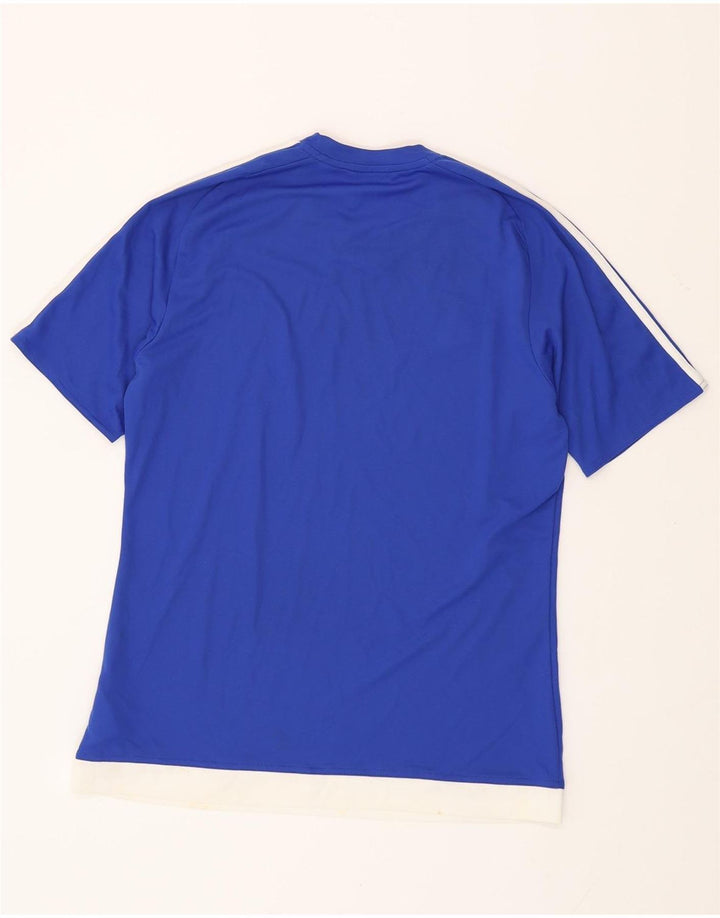 ADIDAS Herre Climalite T-Shirt Top Medium Blue Colourblock Polyester